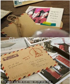 100 шт Мини-винтажных коричневых конвертов из крафт-бумаги с застежкой для поздравительных открыток, писем, фотографий, хранения журналов
