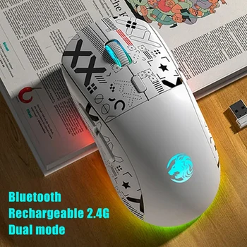 USB Перезаряжаемая 2,4 G Беспроводная Bluetooth Мышь 3200 точек на дюйм RGB Light Игровая Мышь для Ноутбука Компьютерные Мыши Mute Mause Gamer