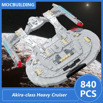 Тяжелый крейсер класса Akira Масштабная модель 1: 1250 Moc Строительные блоки Diy Сборка Кирпичей Космические развивающие детские игрушки Подарки 840 шт.